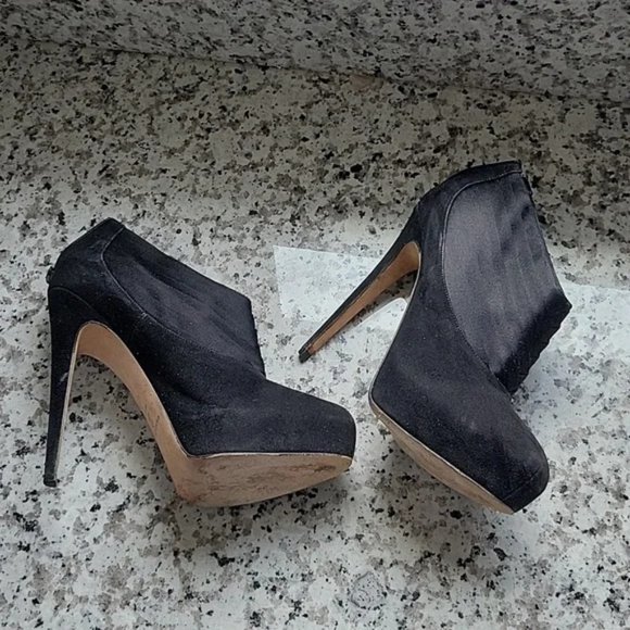 Brian Atwood DASHA Suede Satin Platform Ankle Booties - Picture 7 of 14